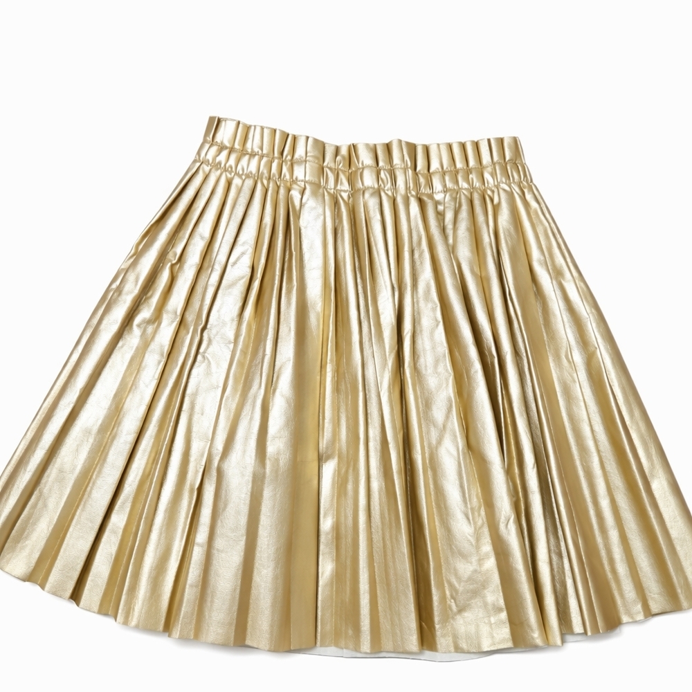 Gold Metallic Pleated Skirt NEW Holiday Party Dressy Sparkle
